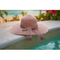 Wide Brim Lace Straw Hat