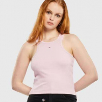 Tommy Jeans pink rib tank top