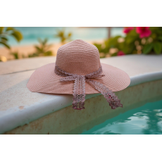 Wide Brim Lace Straw Hat