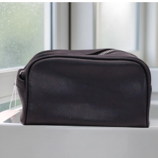 Leather Zip-Top Toiletry Bag