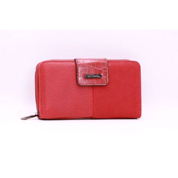 Red Textured Flap Wallet