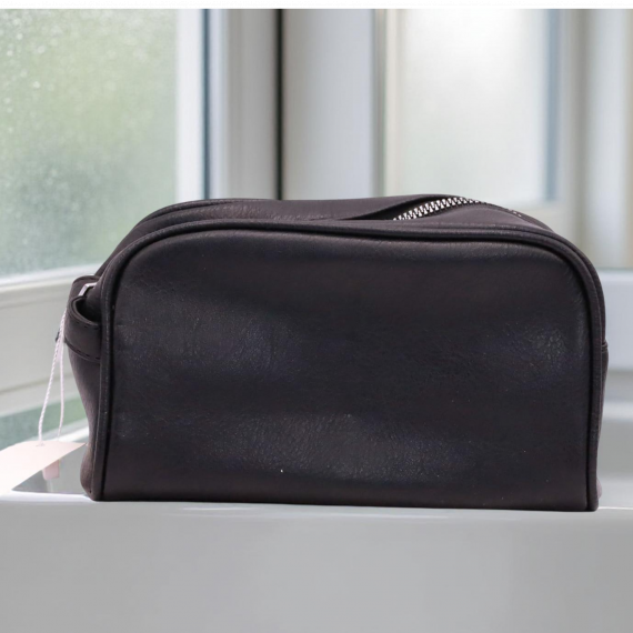 Leather Zip-Top Toiletry Bag