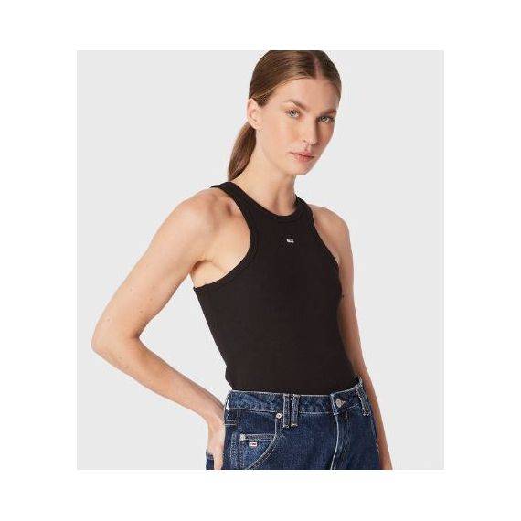 Tommy Jeans black rib tank top