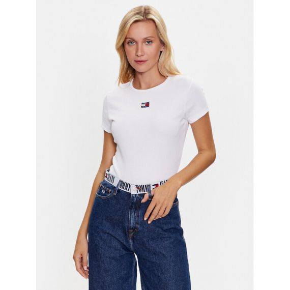 Tommy jeans ribbed stretched tee white - XS