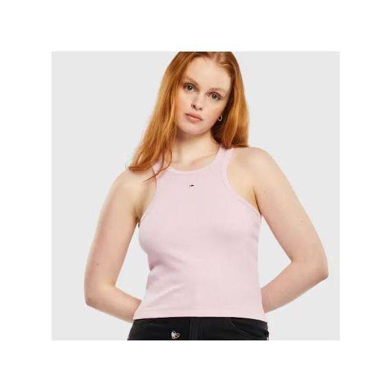 Tommy Jeans pink rib tank top