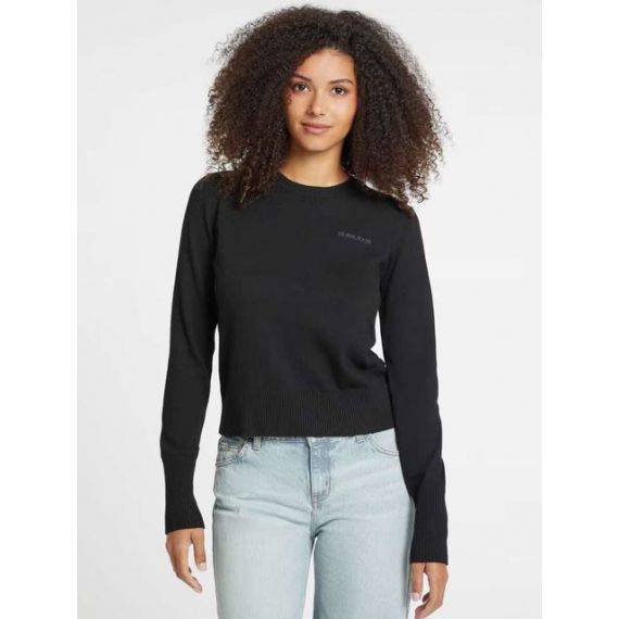 Guess Jeans Silk & Wool Blend Crew Logo Sweater
