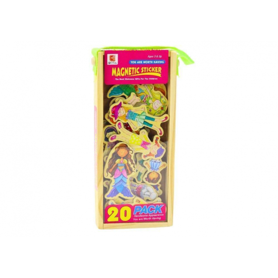 Set Of Magnets Wooden Characters In Colorful Disguises, 20 Pieces