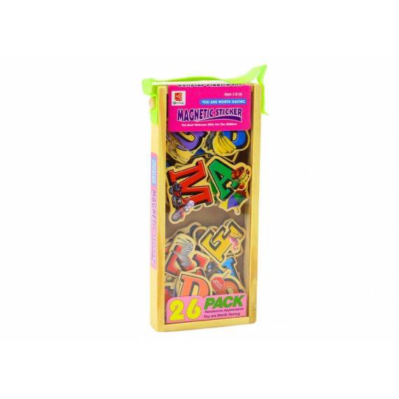 Set Of Wooden Letters Pictures Magnets 26 Pieces