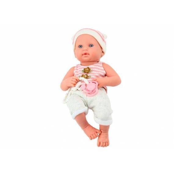 Baby Doll In White And Pink Clothes, Hat, Pacifier, And Blanket Baby Doll In White And Pink Clothes, Hat, Pacifier, And Blanket