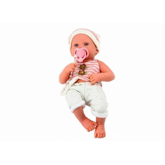 Baby Doll In White And Pink Clothes, Hat, Pacifier, And Blanket Baby Doll In White And Pink Clothes, Hat, Pacifier, And Blanket