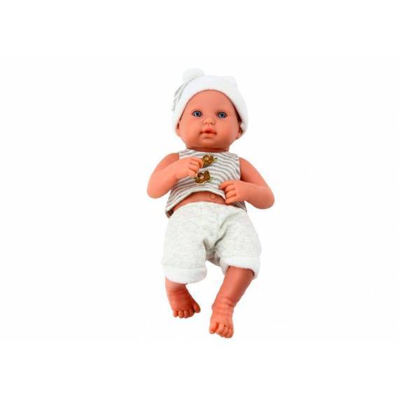 Baby Doll In White And Gray Clothes, Hat, Pacifier, And Blanket Baby Doll In White And Gray Clothes, Hat, Pacifier, And Blanket