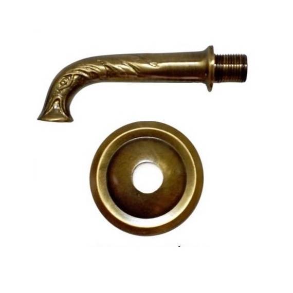 Small fountain spout with etching and 80mm rosette - bronze finish Small fountain spout with etching and 80mm rosette - bronze finish